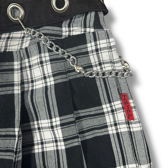 Vintage Tripp NYC Skirt Large White Black Plaid Mini Tutu Goth Emo Punk Alt Y2K - Picture 3 of 7